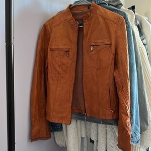 Orange leather jacket